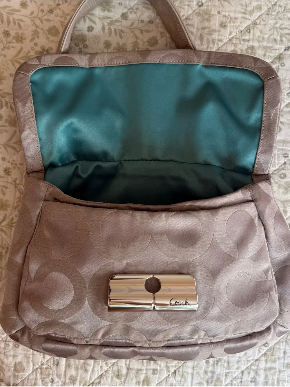 Vintage Coach Kristin Sateen hobo grey monogram bag